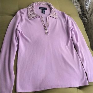 Pearl embellished cashmere feel sweater